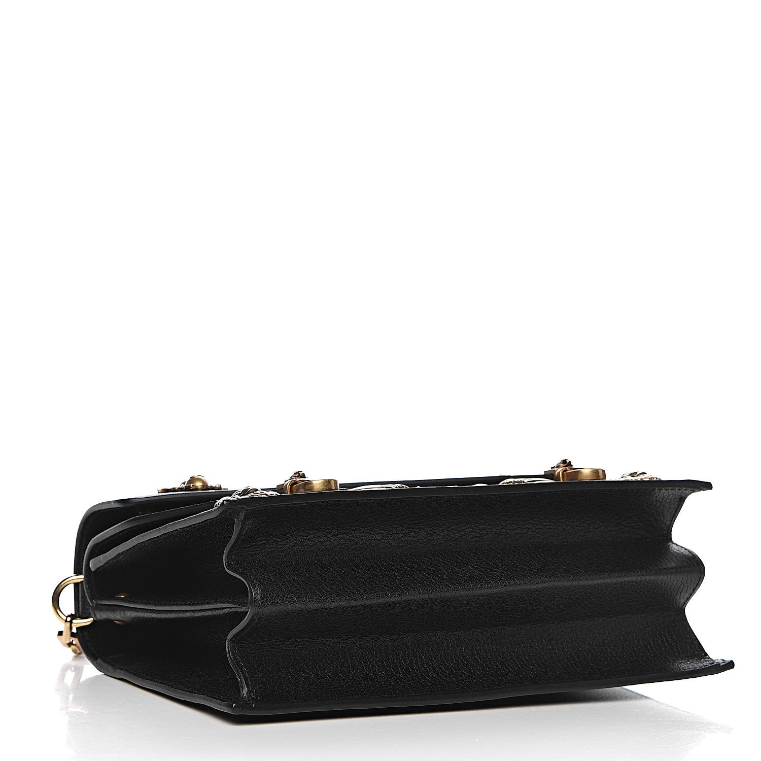 Gucci Calfskin Snakeskin Studded Small Ottilia Top Handle Bag Black 4 of 12