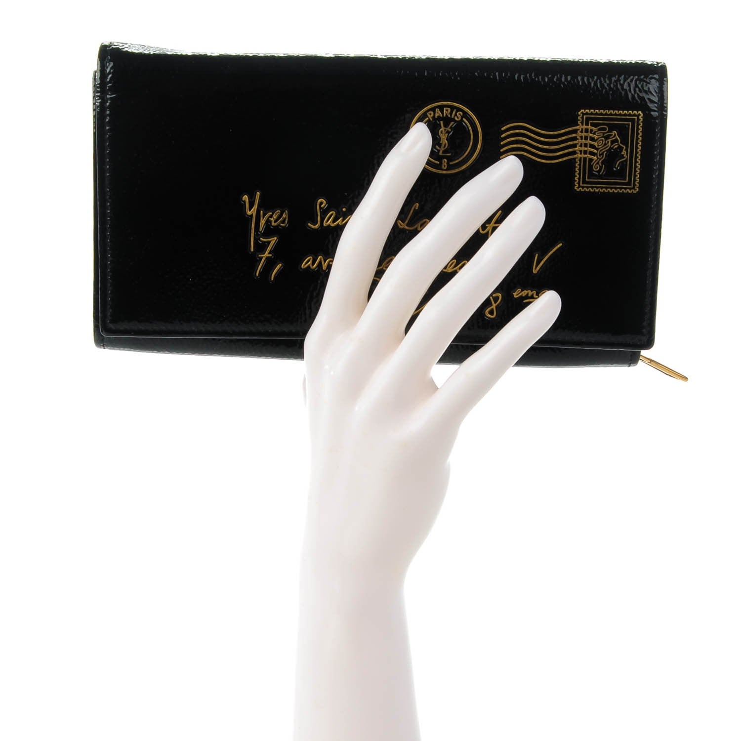 Saint Laurent Patent Y-Mail Wallet Black 2 of 7