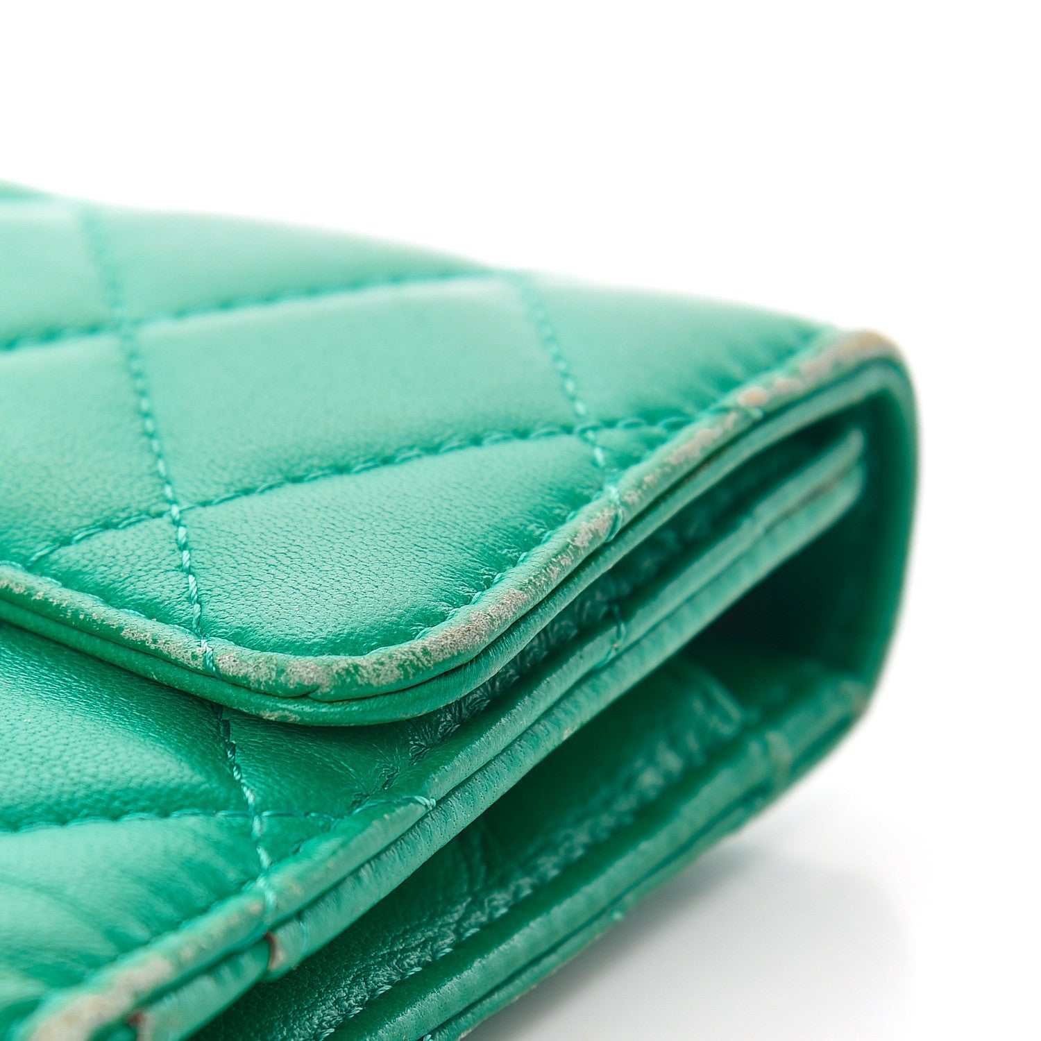 Chanel Lambskin Quilted Large Flap Wallet Green 13 of 18
