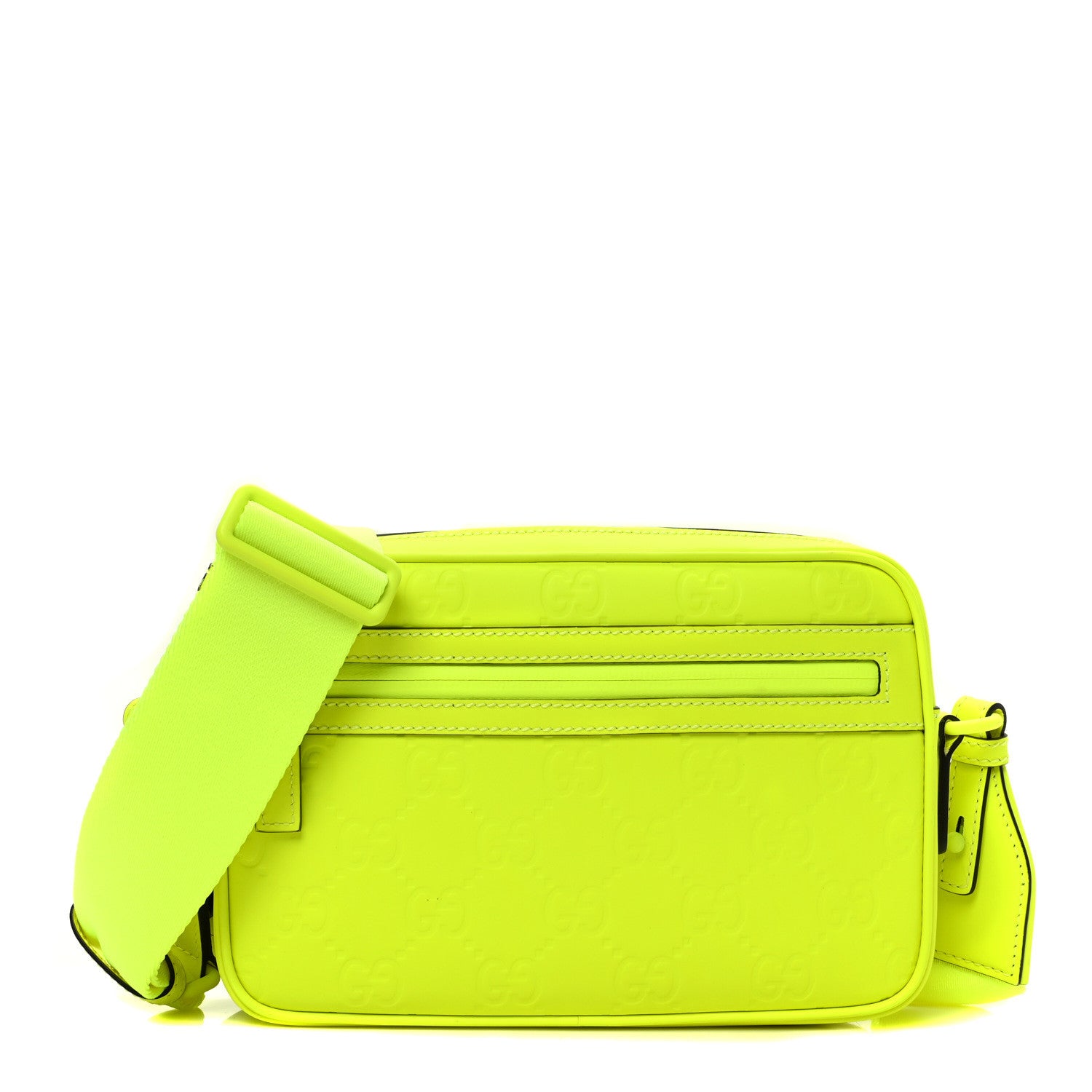 Gucci Rubber Effect Monogram GG Crossbody Bag Fluorescent Yellow 1 of 9