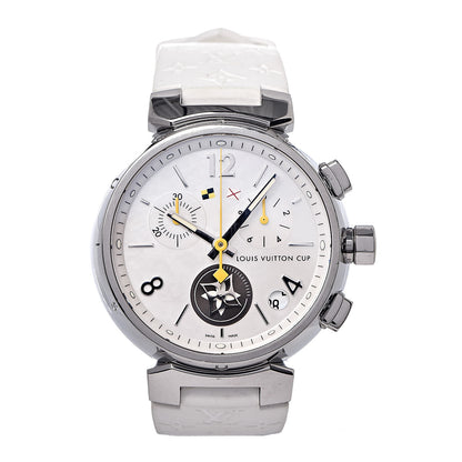 Louis Vuitton Stainless Steel Rubber Mother of Pearl 39mm Tambour Lovely Cup Quartz Watch 1 of 7