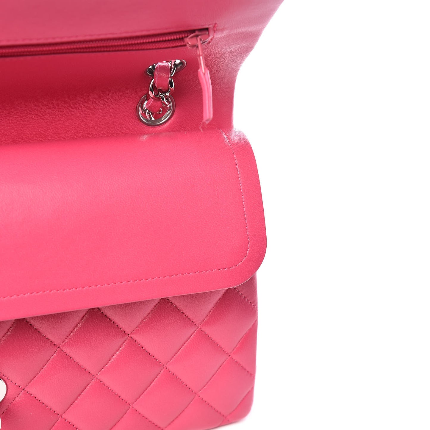 Lambskin Quilted Medium Double Flap Dark Pink