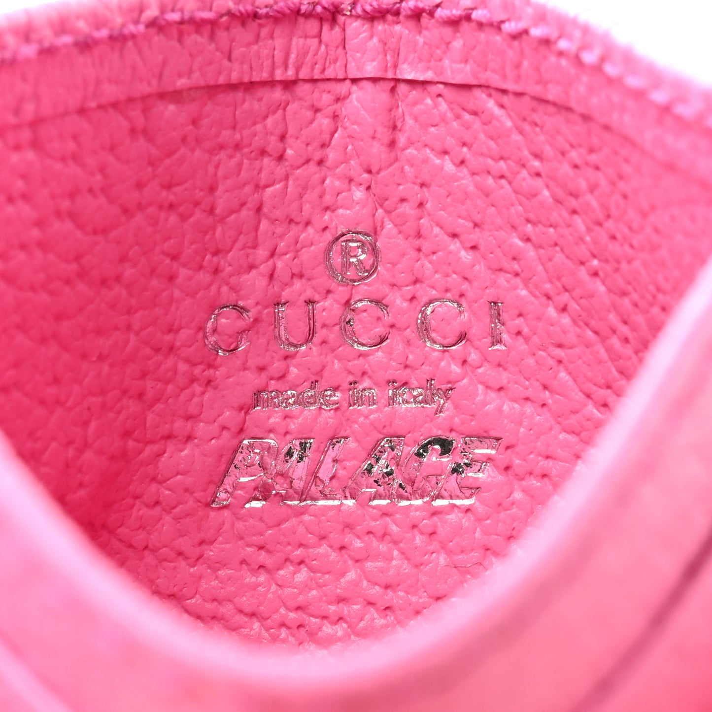 X PALACE GG Supreme Monogram Palace Textured Dollar Calfskin Card Holder Pink Pale Rose Palace