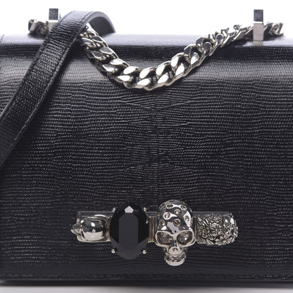 Alexander McQueen Lizard Embossed Calfskin Knuckle Crossbody Black 11 of 12
