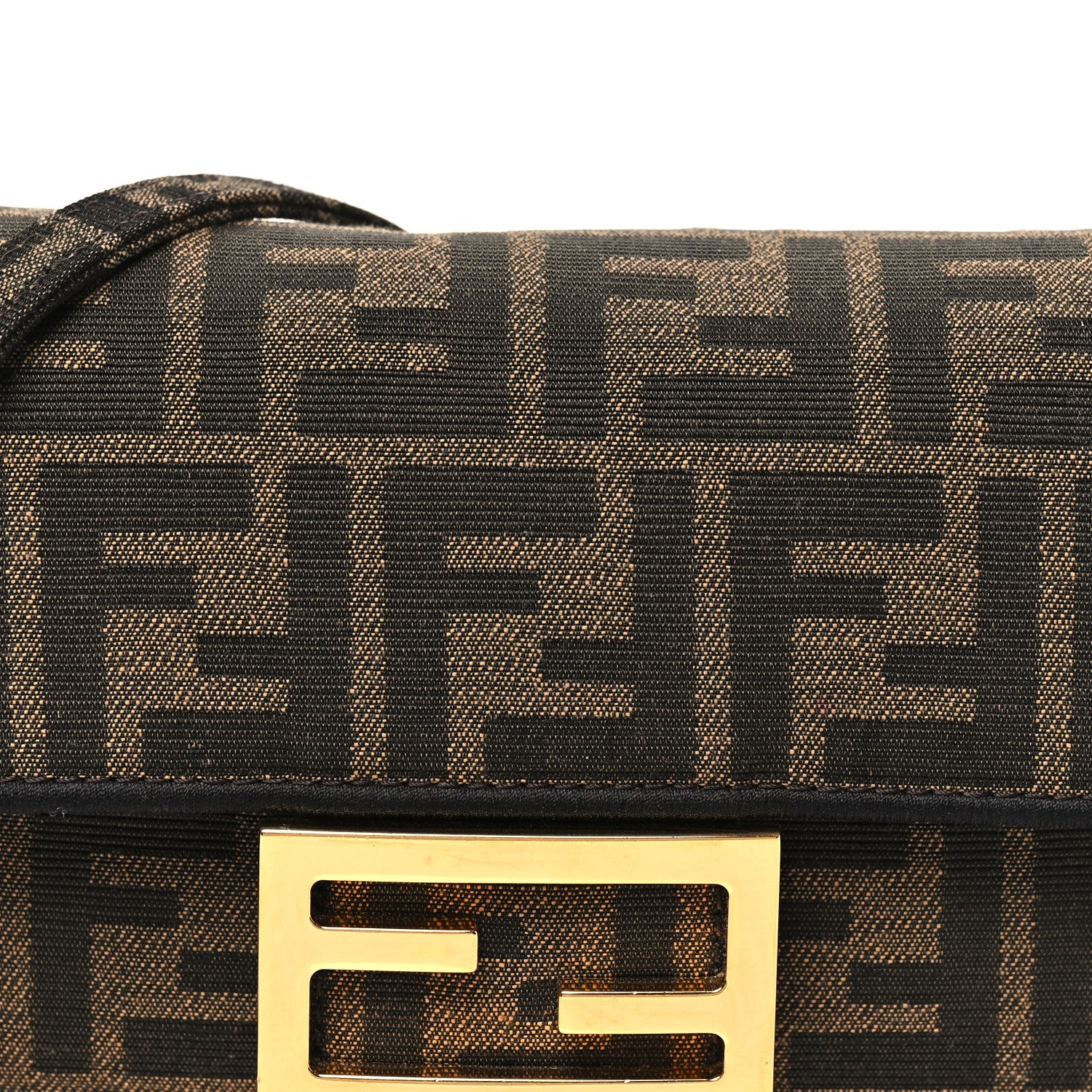 Fendi Fabric Jacquard FF 1974 Mini Baguette Tobacco Moro Black 8 of 11