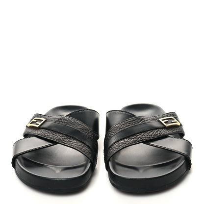 Fendi Calfskin FF Mens Slide Sandals 9 Black 2 of 8