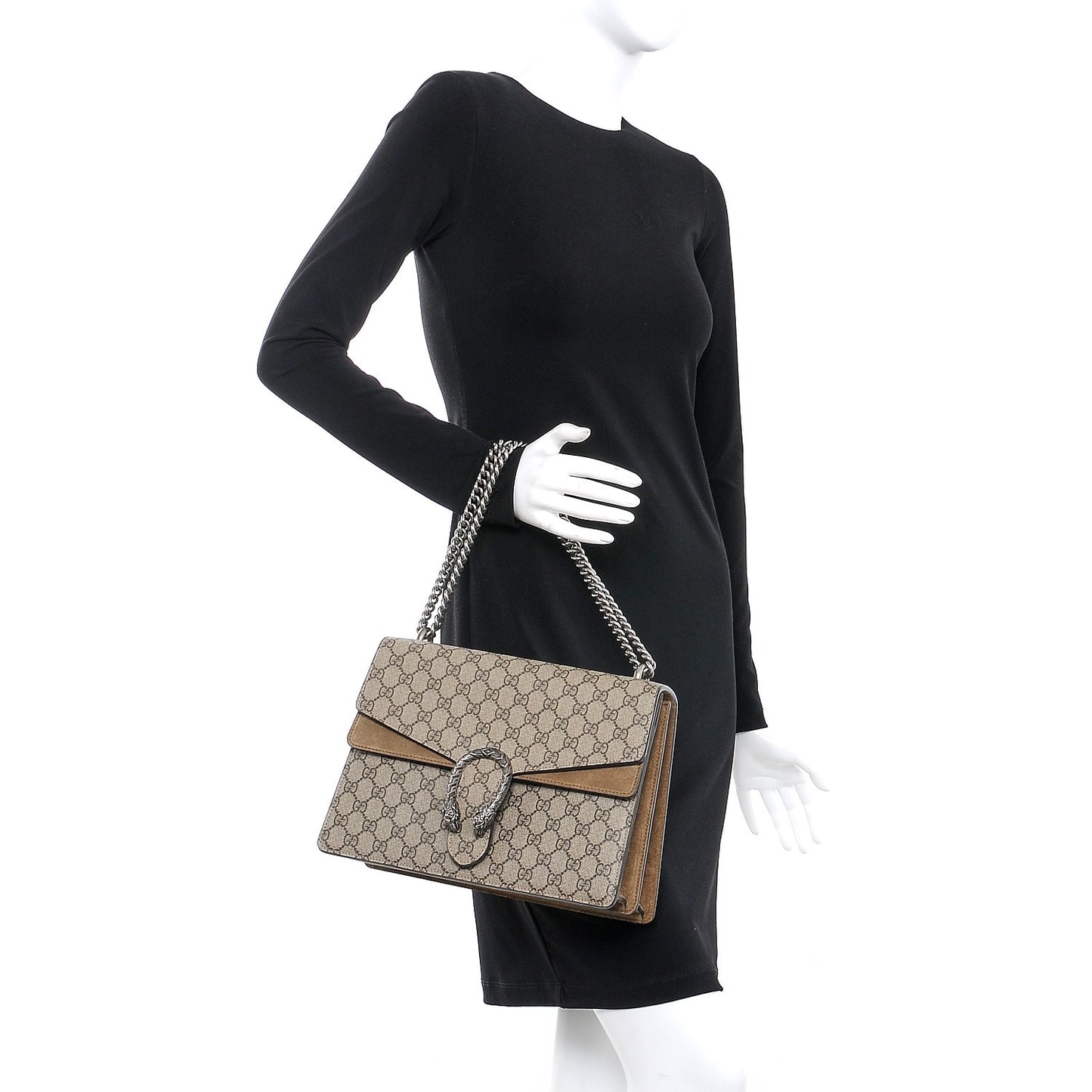 GG Supreme Monogram Medium Dionysus Shoulder Bag Taupe