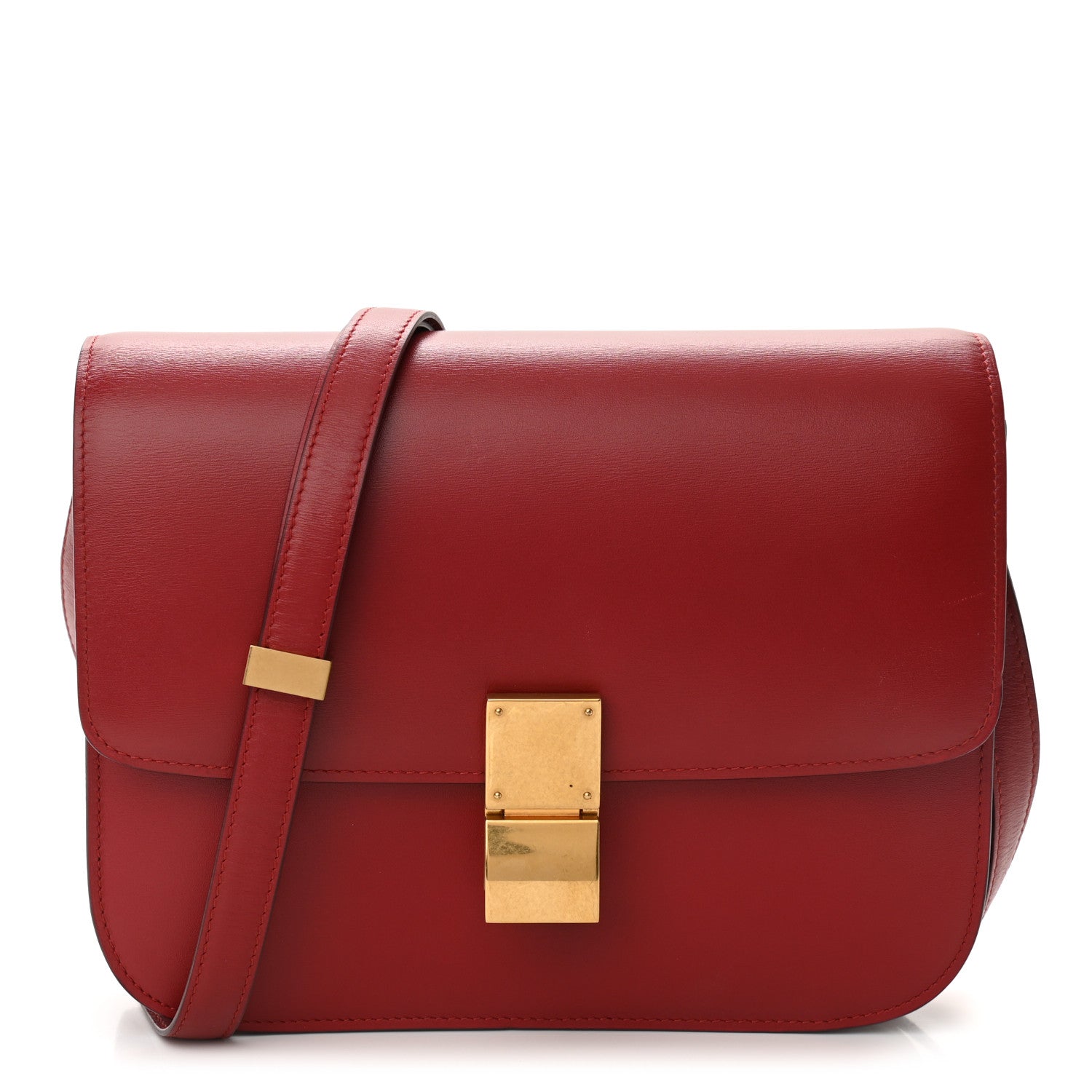 Celine Box Calfskin Medium Classic Box Flap Bag Red 1 of 13