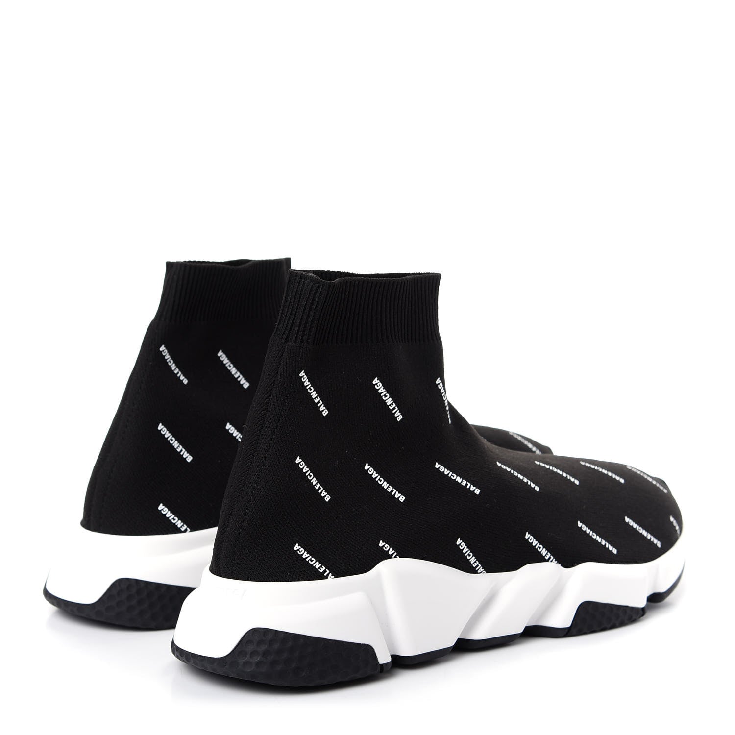 Balenciaga Neoprene Knit Allover Logo Bi-Color Sole Mens Speed Sneakers 43 Black White 4 of 11