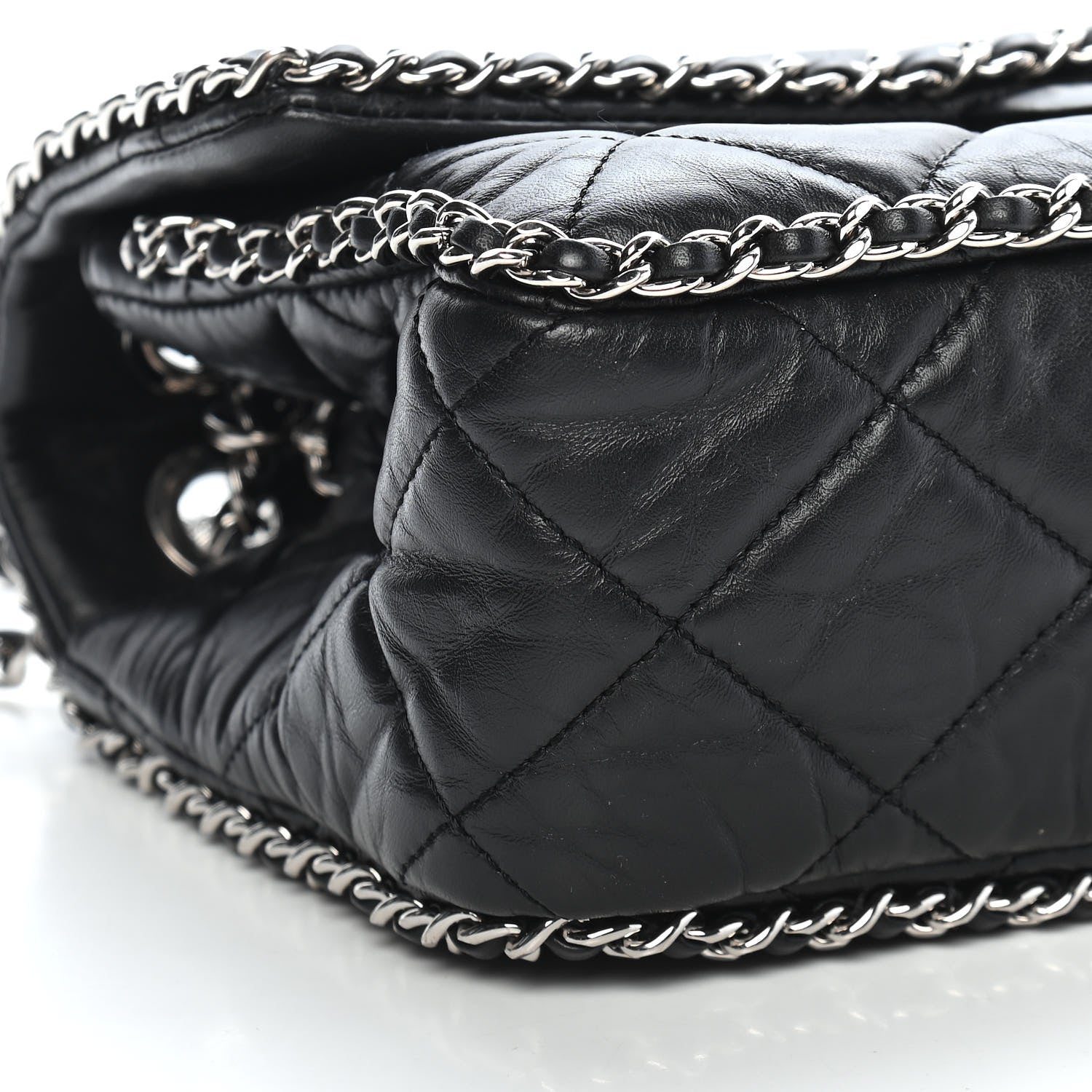 Chanel Crumpled Calfskin Medium Chain Flap Black 8 of 9