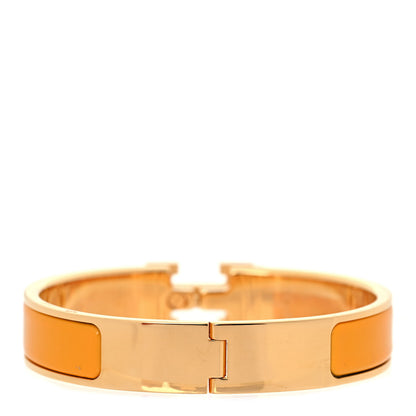 Hermes Enamel Narrow Clic Clac H Bracelet PM Jaune Madras 3 of 5