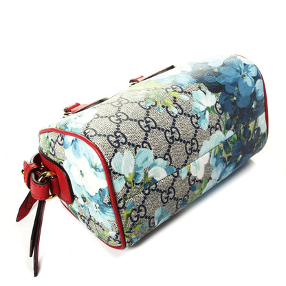 Gucci GG Supreme Monogram Blooms Mini Boston Navy Blue Hibiscus 4 of 9