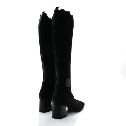 Hermes Knit Calfskin Fontaine 60 Boots 38 Black 4 of 8