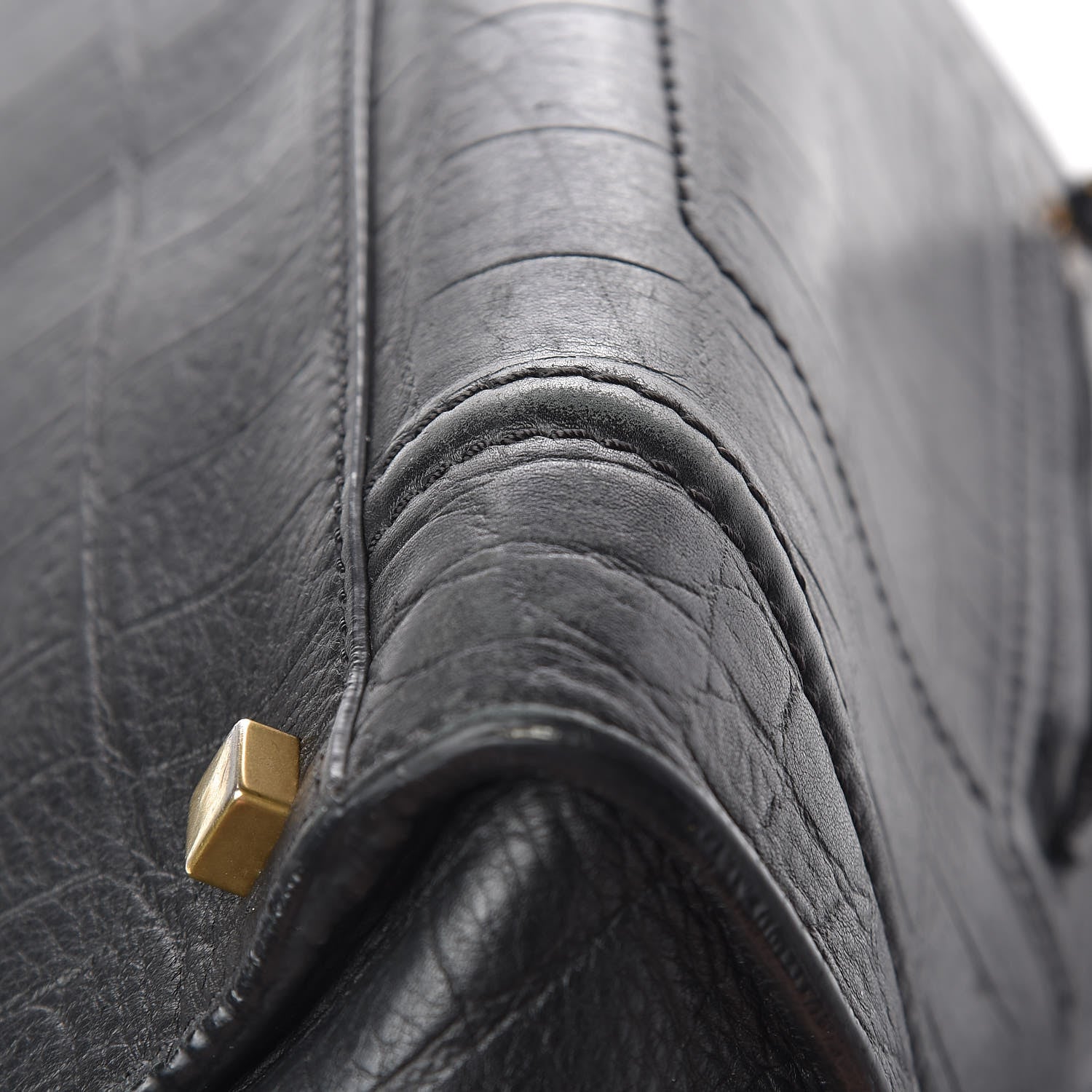 Celine Crocodile Embossed Calfskin Medium Phantom Luggage Black 11 of 19