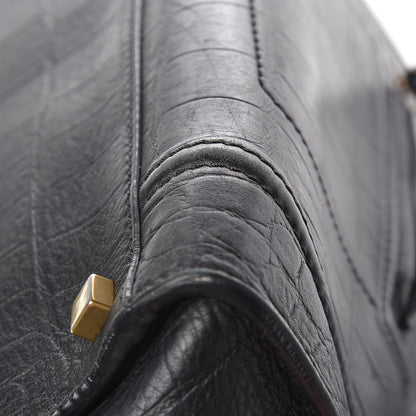 Celine Crocodile Embossed Calfskin Medium Phantom Luggage Black 11 of 19