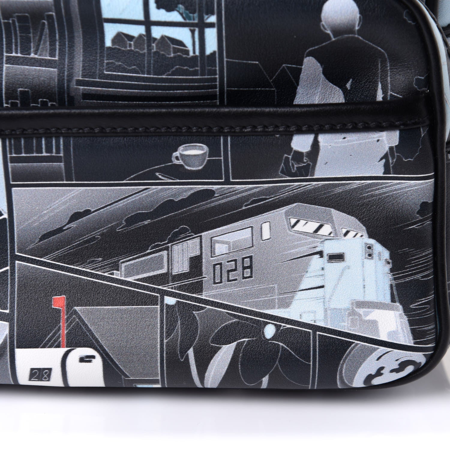 Prada X JAMES JEAN Calfskin Comic Print Messenger Bag Black 7 of 11