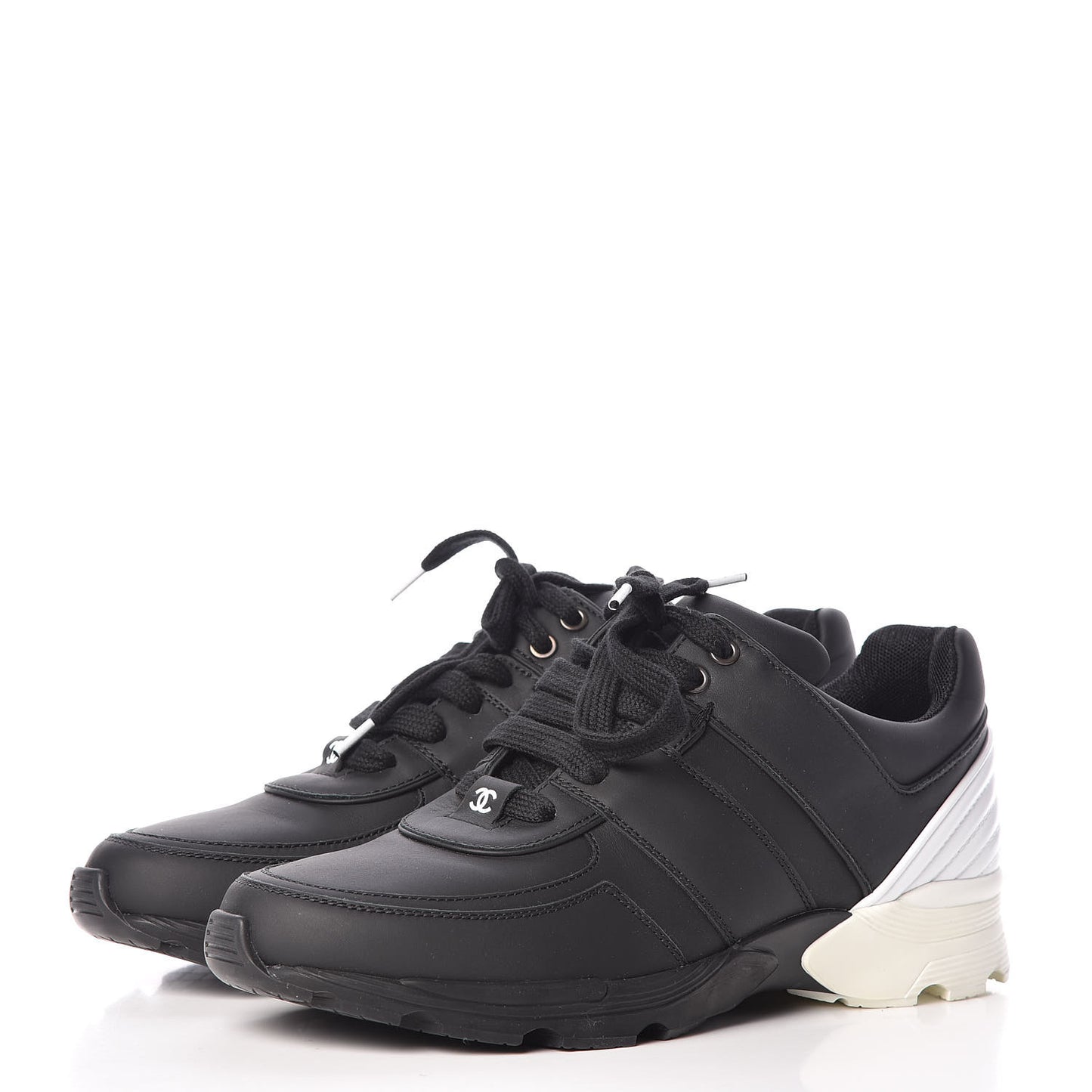 Calfskin CC Sneakers 39 Black White