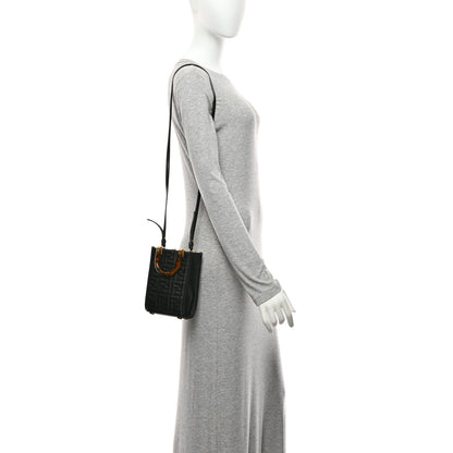Fendi Vitello Plexiglass FF Embossed Mini Fendi Sunshine Shopper Tote Black 2 of 10