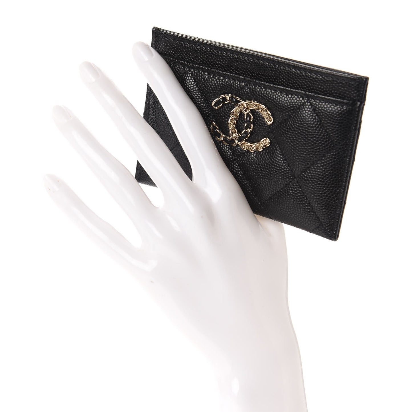 Caviar Quilted French New Wave Card Holder Black