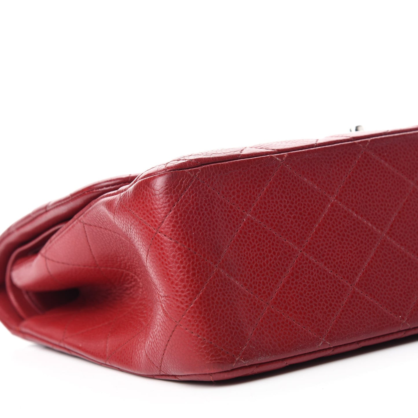 Caviar Quilted Jumbo Double Flap Dark Red