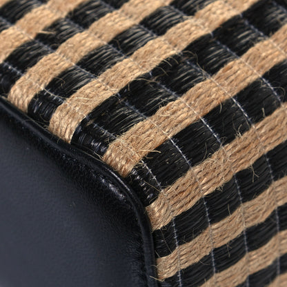 Chanel Raffia Jute Striped Small Vanity Case With Chain Black Beige 12 of 13