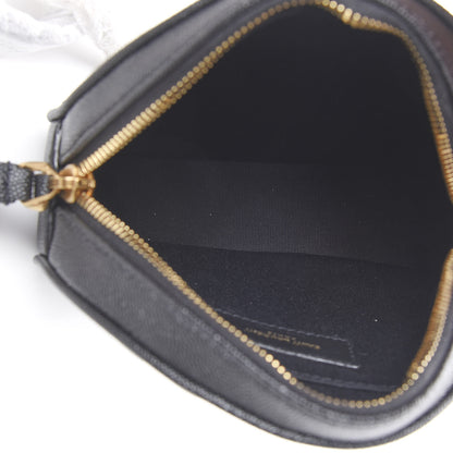 Saint Laurent Grain De Poudre Matelasse Chevron Quilted Round Vinyle Camera Bag Black 4 of 10