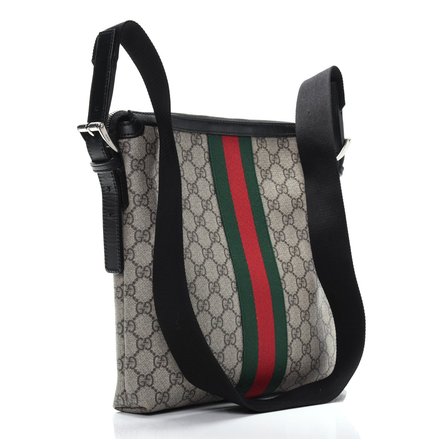 GG Supreme Monogram Web Messenger Bag Black