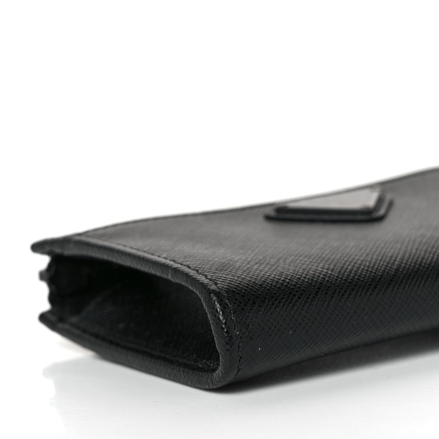 Saffiano Triangle Zip Around Keychain Black