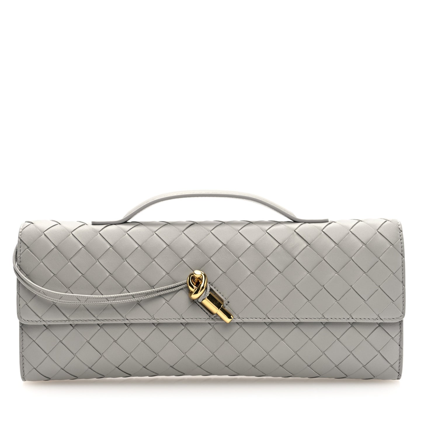 Nappa Intrecciato Long Andiamo Top Handle Clutch Sterling