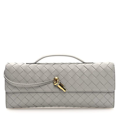 Bottega Veneta Nappa Intrecciato Long Andiamo Top Handle Clutch Sterling 1 of 6