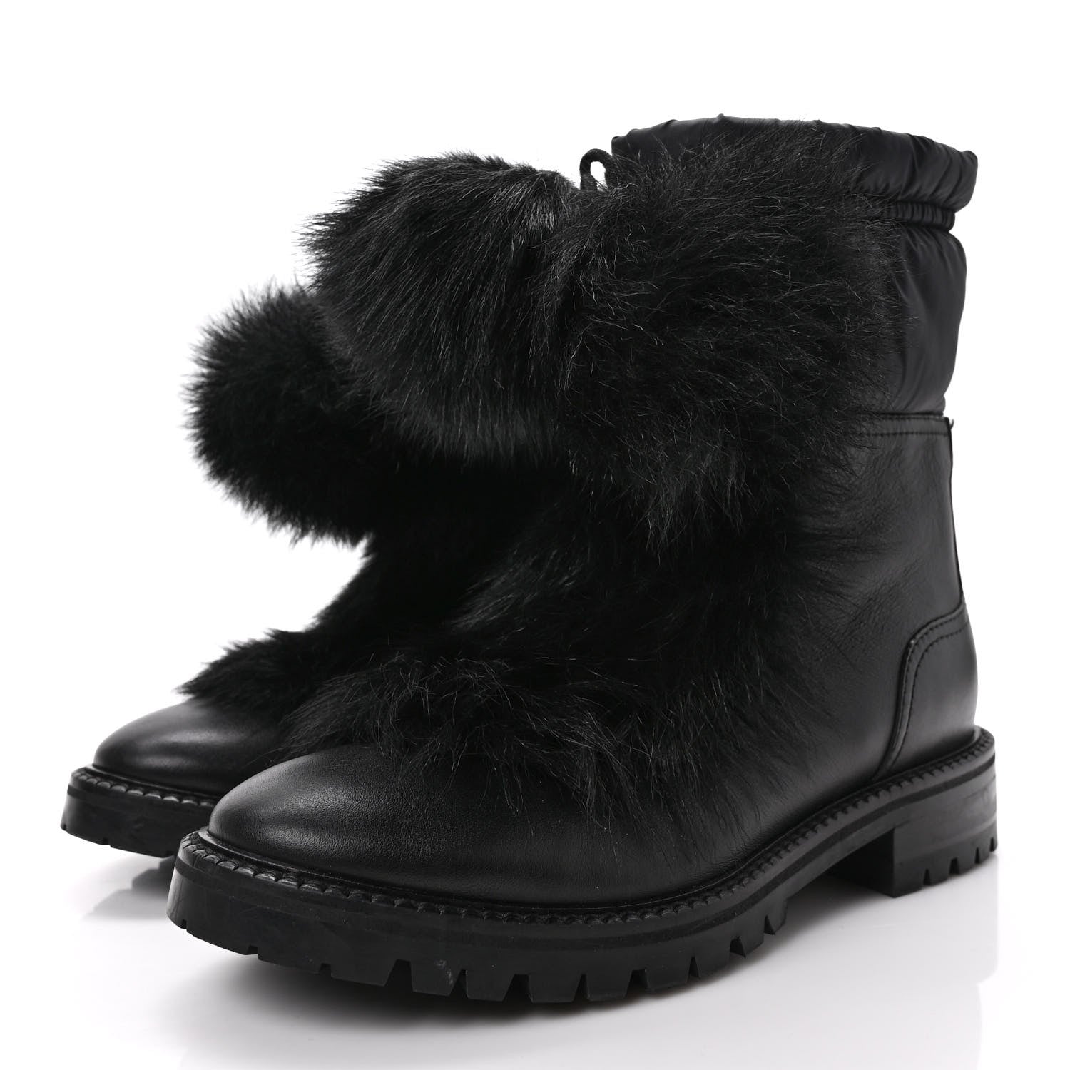 Jimmy Choo Lambkin Fur Glacie Pom-Pom Boots 38 Black 3 of 10