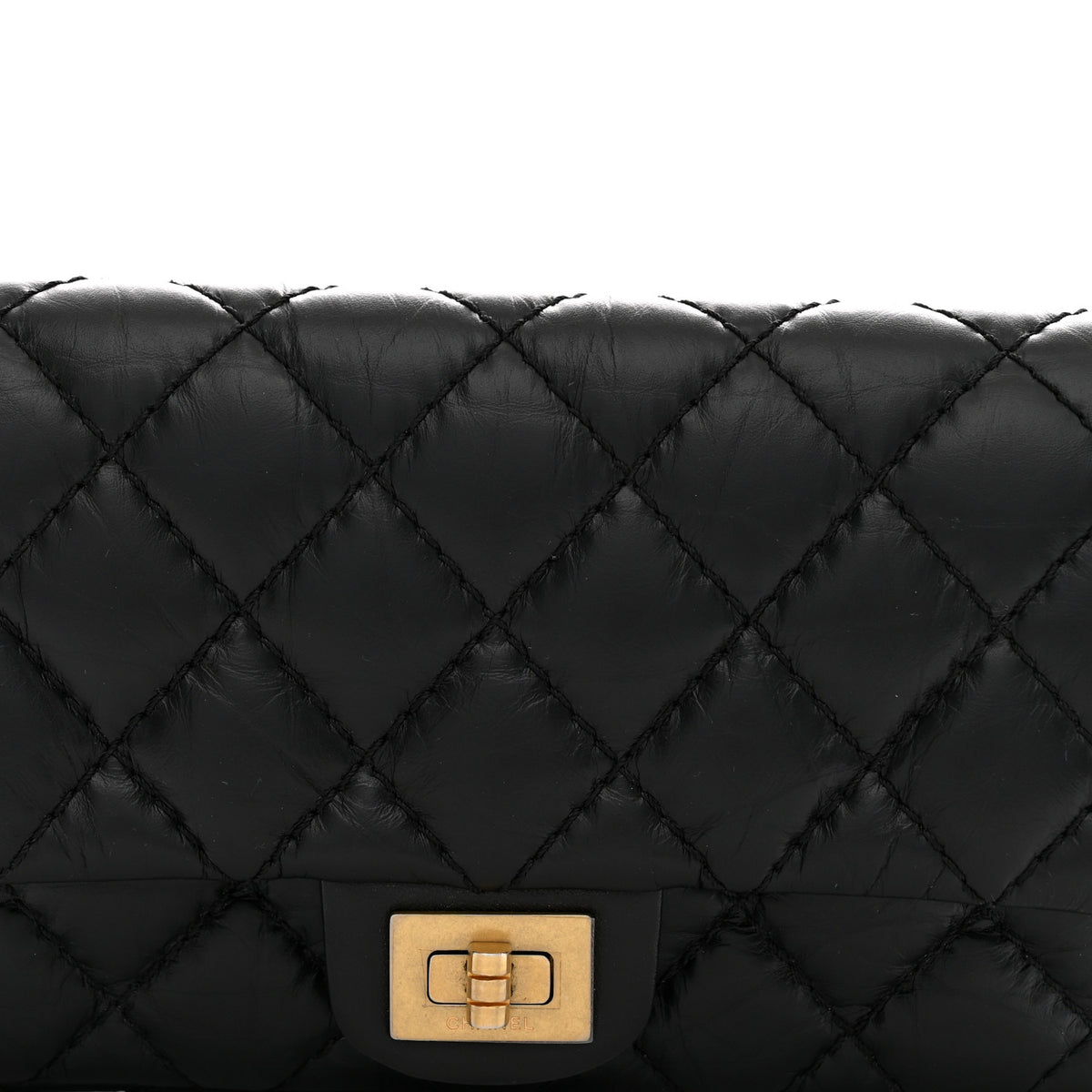 Aged Calfskin Quilted 2.55 Reissue Flap Belt Bag Clutch Black
