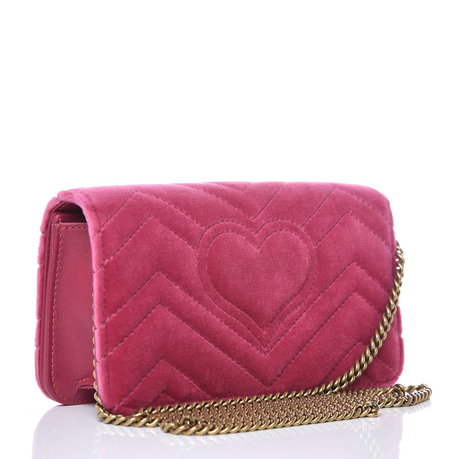 Gucci Velvet Matelasse Love Embroidered GG Marmont Mini Bag Light Raspberry Rose 3 of 7