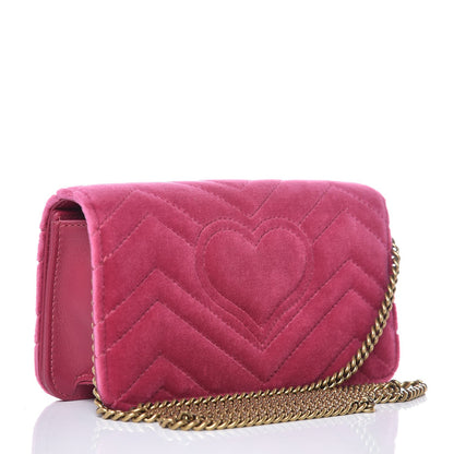 Gucci Velvet Matelasse Love Embroidered GG Marmont Mini Bag Light Raspberry Rose 3 of 7
