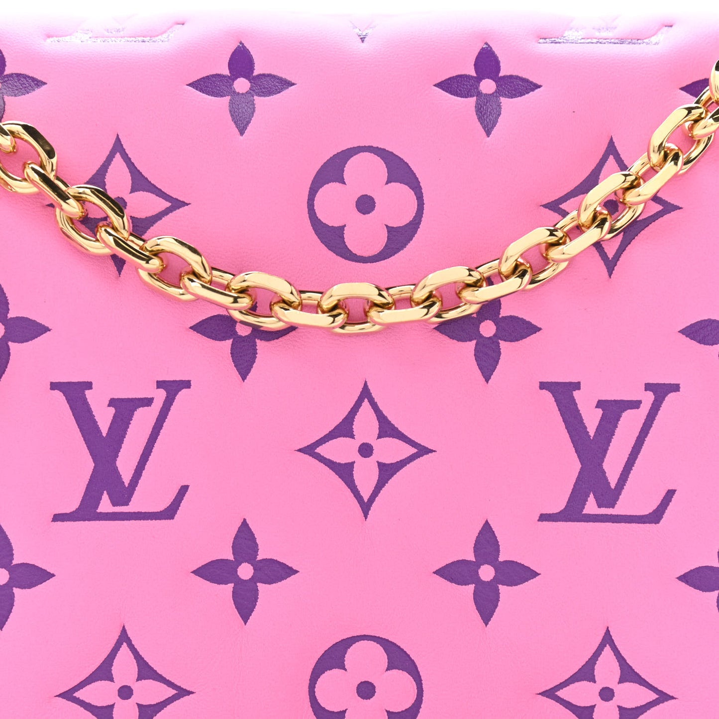 Lambskin Embossed Monogram Vuittamins Pochette Coussin Rose Violet