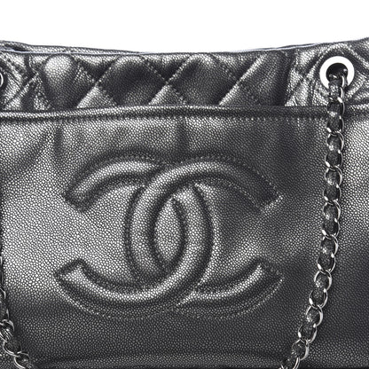 Chanel Metallic Caviar Quilted CC Timeless Tote Dark Silver 8 of 10