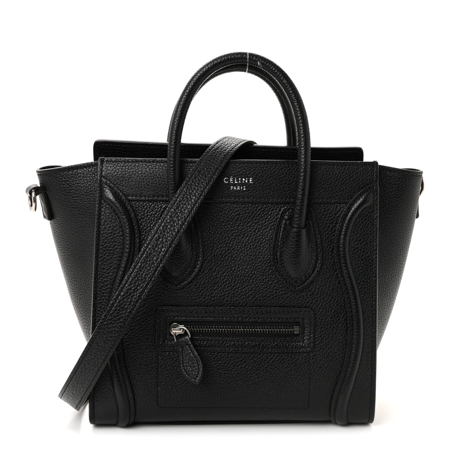 Celine Drummed Calfskin Nano Luggage Black 1 of 10