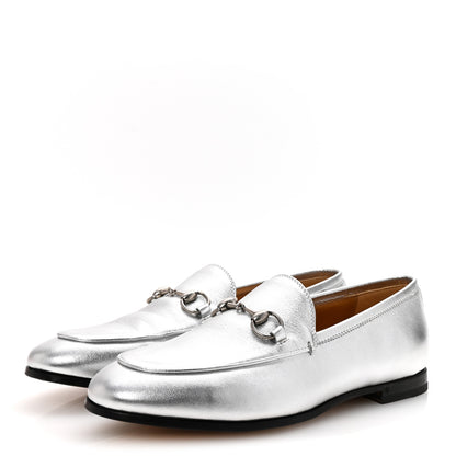 Gucci Metallic Nappa Womens Jordaan Loafers 36 Argento 4 of 10