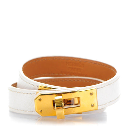 Hermes Epsom Kelly Double Tour Bracelet XS White 1 of 6