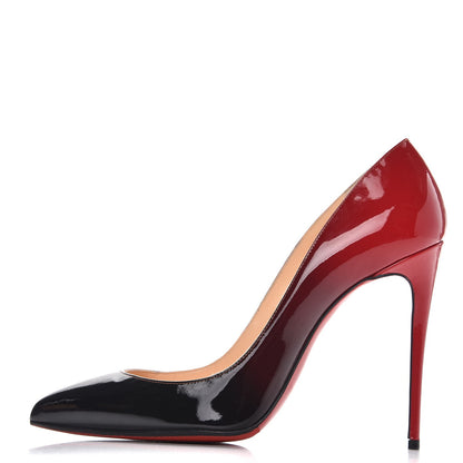Christian Louboutin Patent Degrade Pigalle Follies 100 Pumps 38 Black Red 1 of 11