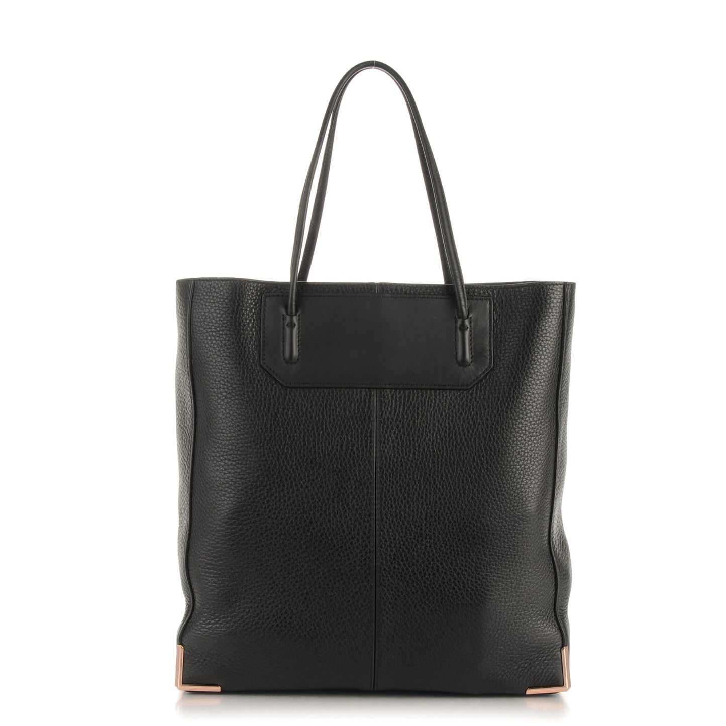Pebbled Calfskin Prisma Skeletal Tote Black Rose Gold Hardware