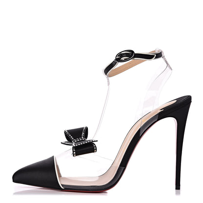 Christian Louboutin Satin Patent PVC Naked Bow 100 Pumps 41 Black 1 of 9