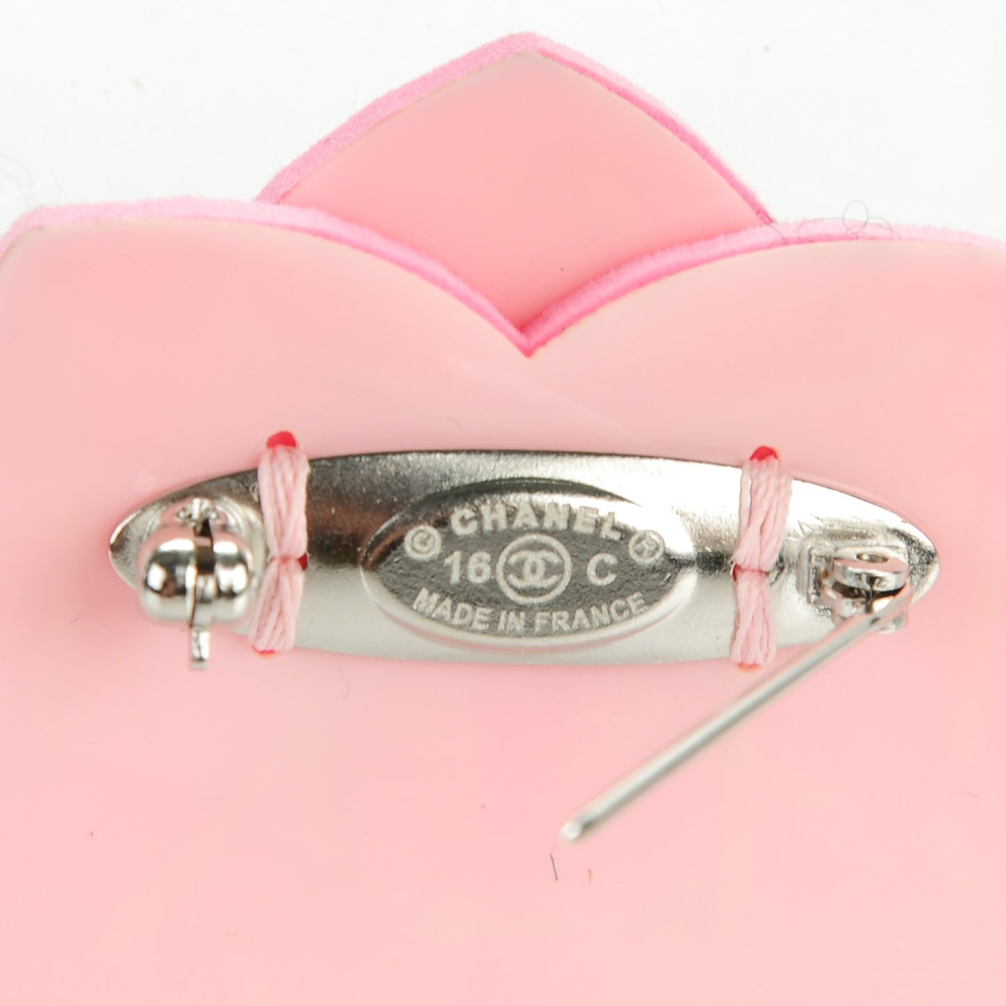 Pearl Beaded CC Camellia Brooch Pin Pink