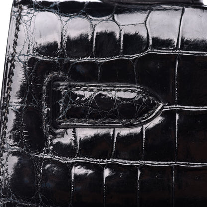 Hermes Shiny Crocodile Kelly Sellier 32 Black 11 of 33