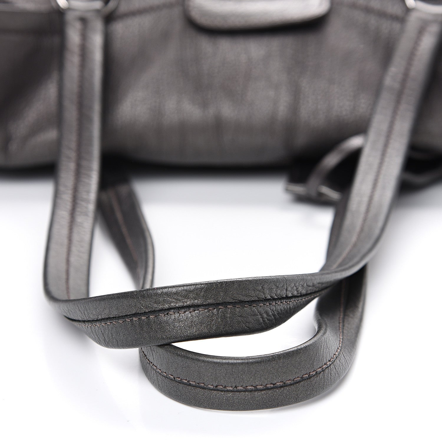 Prada Metallic Buffalo Easy A Foldover Pushlock Satchel Dark Grey 9 of 10