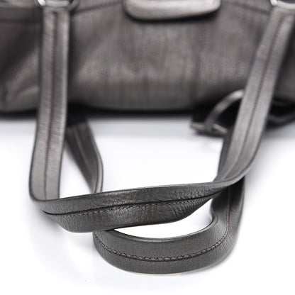 Prada Metallic Buffalo Easy A Foldover Pushlock Satchel Dark Grey 9 of 10