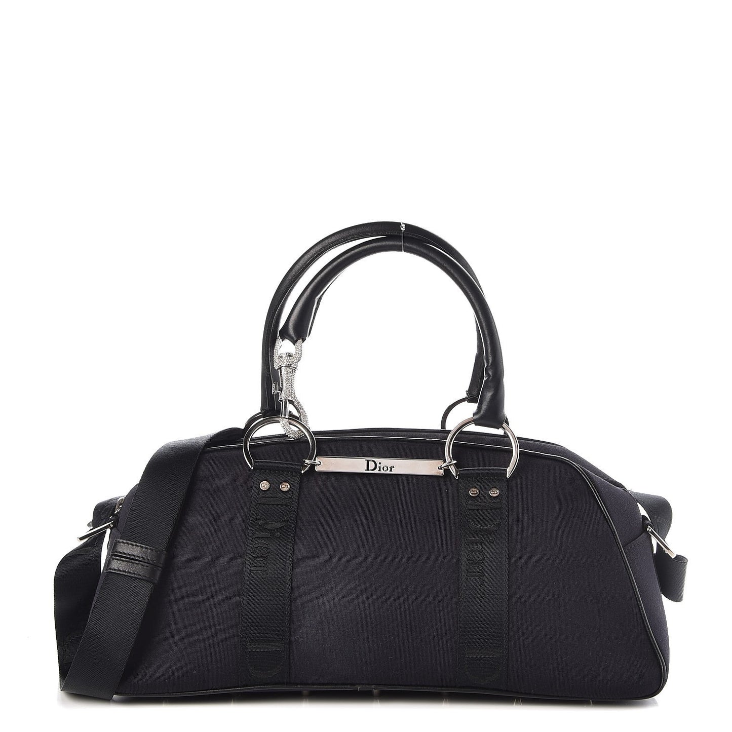 Nylon Crystal Satchel Black