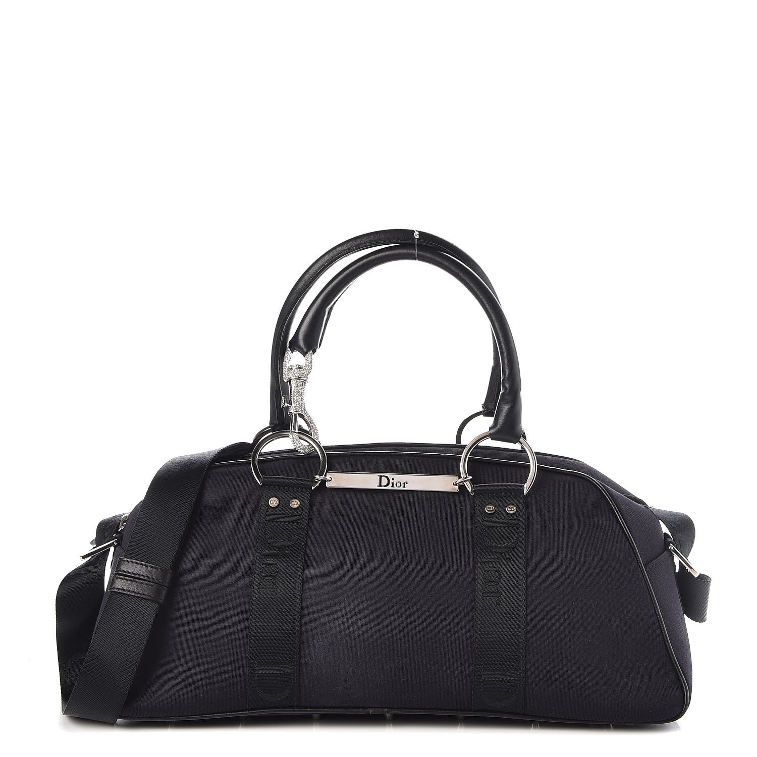 Christian Dior Nylon Crystal Satchel Black 1 of 19