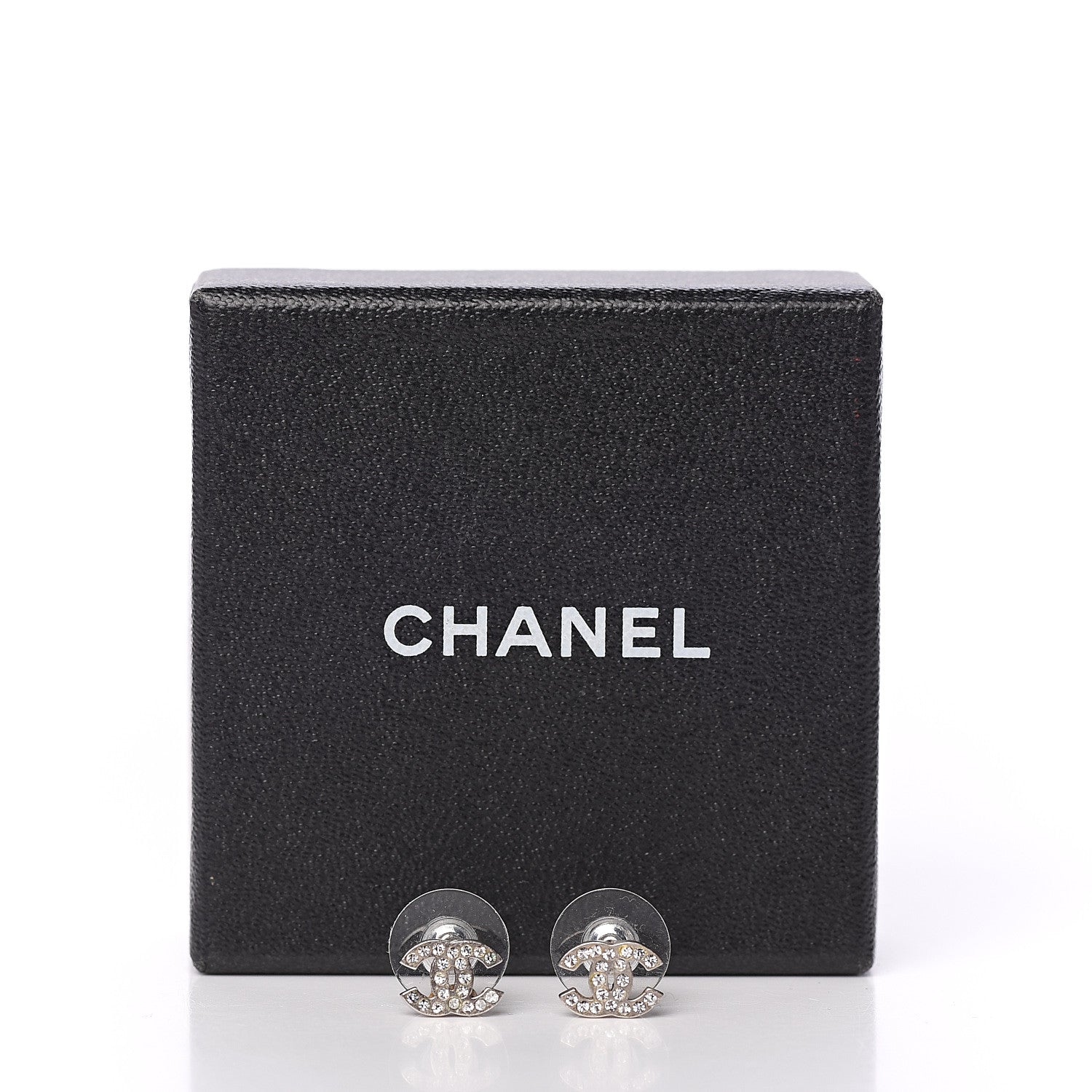Chanel Crystal Timeless CC Earrings Silver 4 of 4