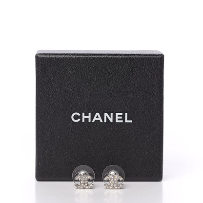 Chanel Crystal Timeless CC Earrings Silver 4 of 4